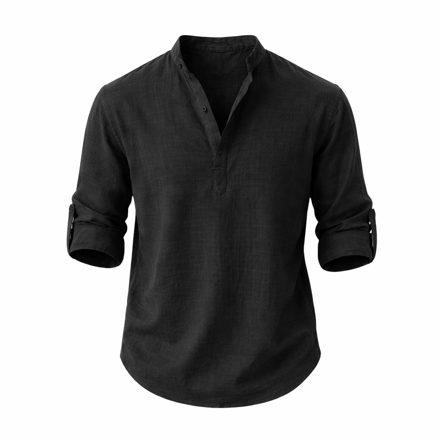 Galeazzo - Camisa De Algodón y Lino De Manga Larga