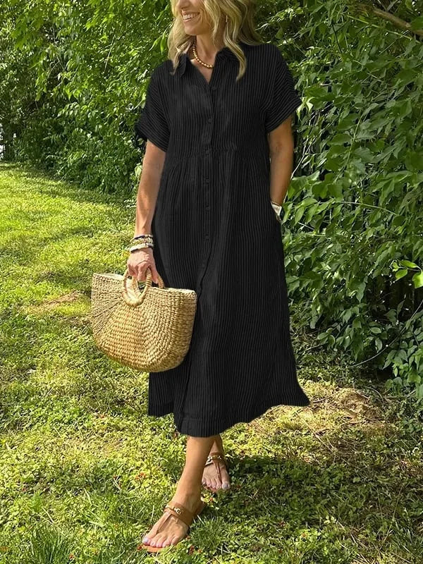Samara - Elegante Vestido Camisero a Rayas
