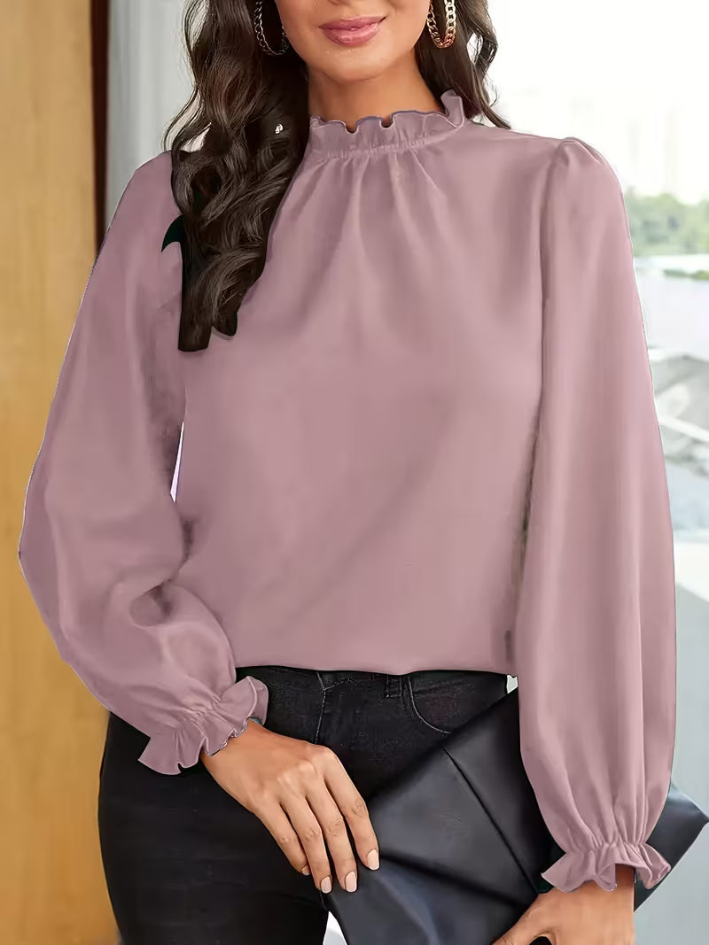 Aurelija - Blusa Con Cuello Con Volantes y Mangas Abullonadas