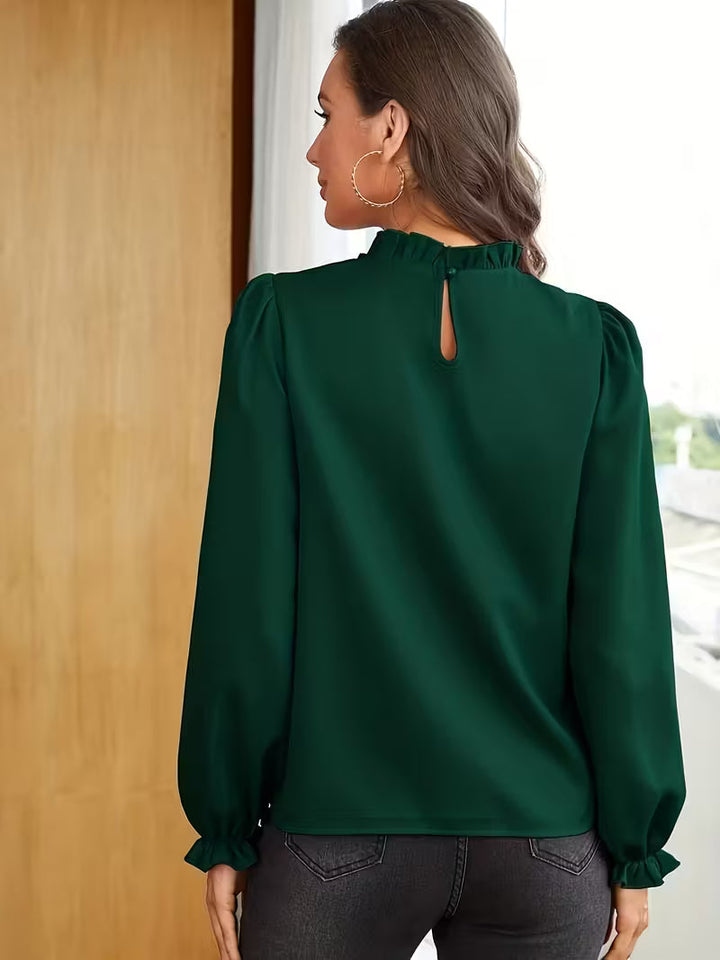 Aurelija - Blusa Con Cuello Con Volantes y Mangas Abullonadas