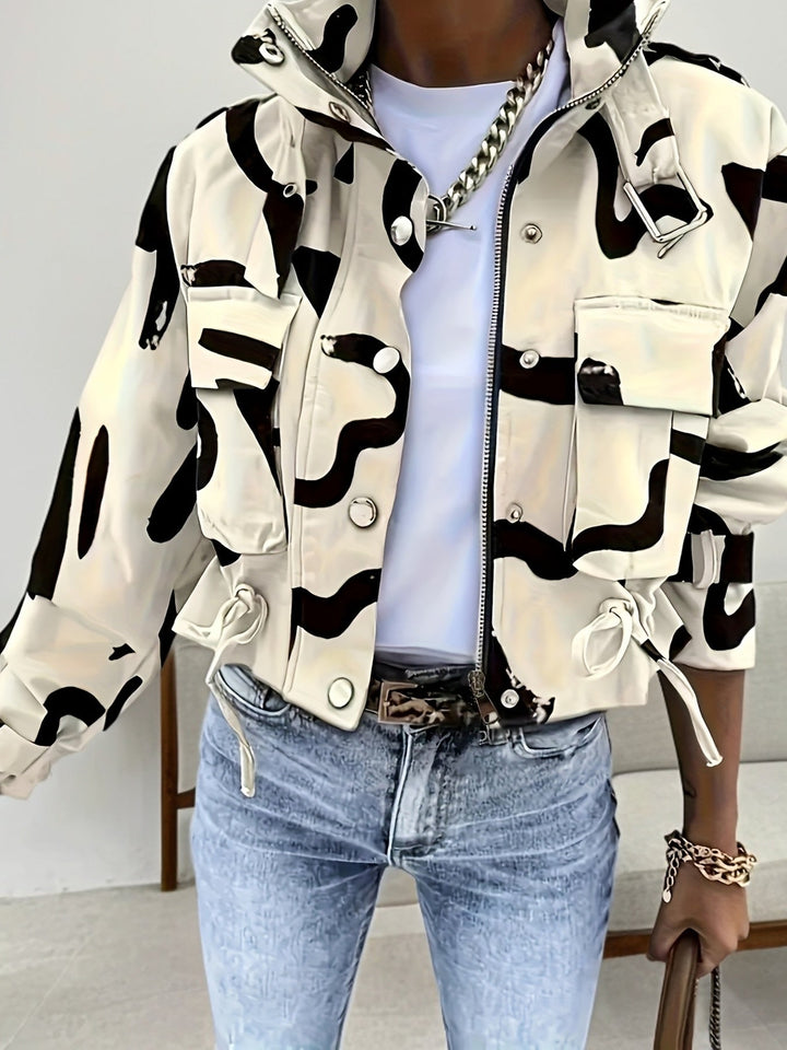 Fredely - Chaqueta Con Cordón en La Cintura Y Múltiples Bolsillos
