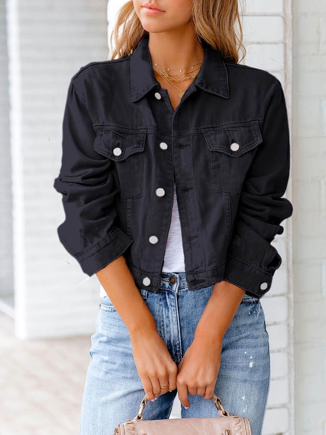 Rosalyn - Chaqueta Vaquera De Manga Corta Estilo Boho