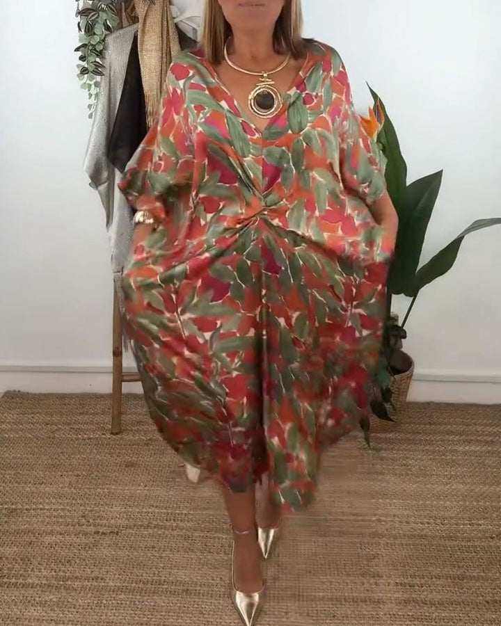 Shilisa - Vestido Con Cuello En V y Estampado De Trenzado
