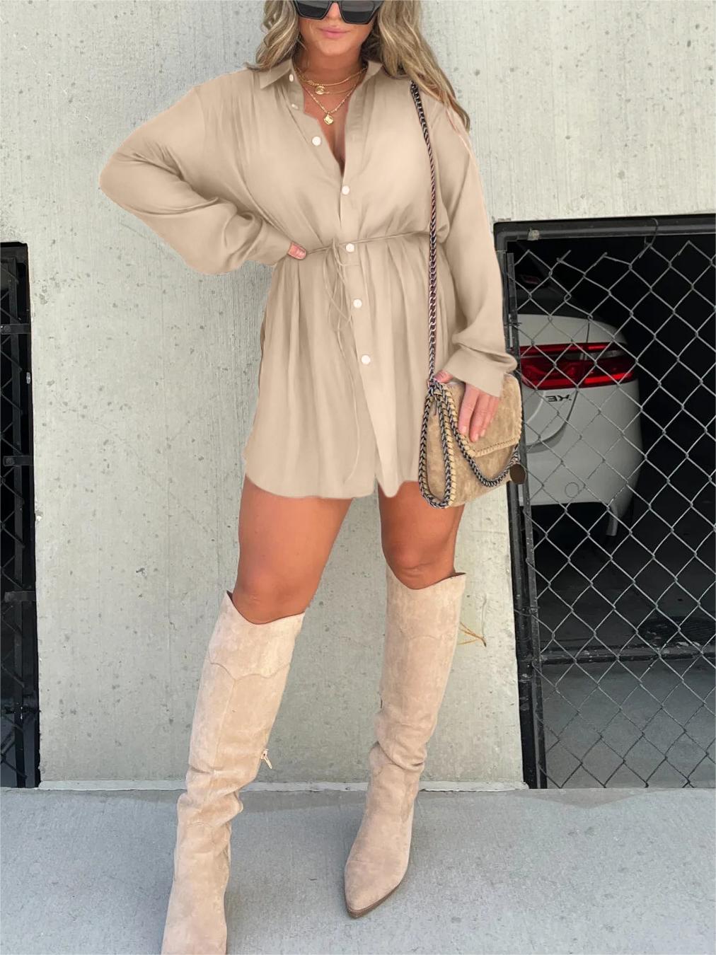 Giulia - Conjunto de Camisa Holgada con Cuello Vuelto