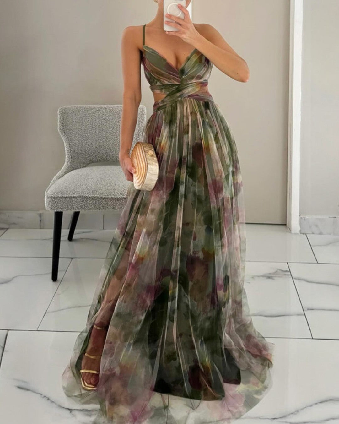 Dinushi - Vestido largo Floral Elegante