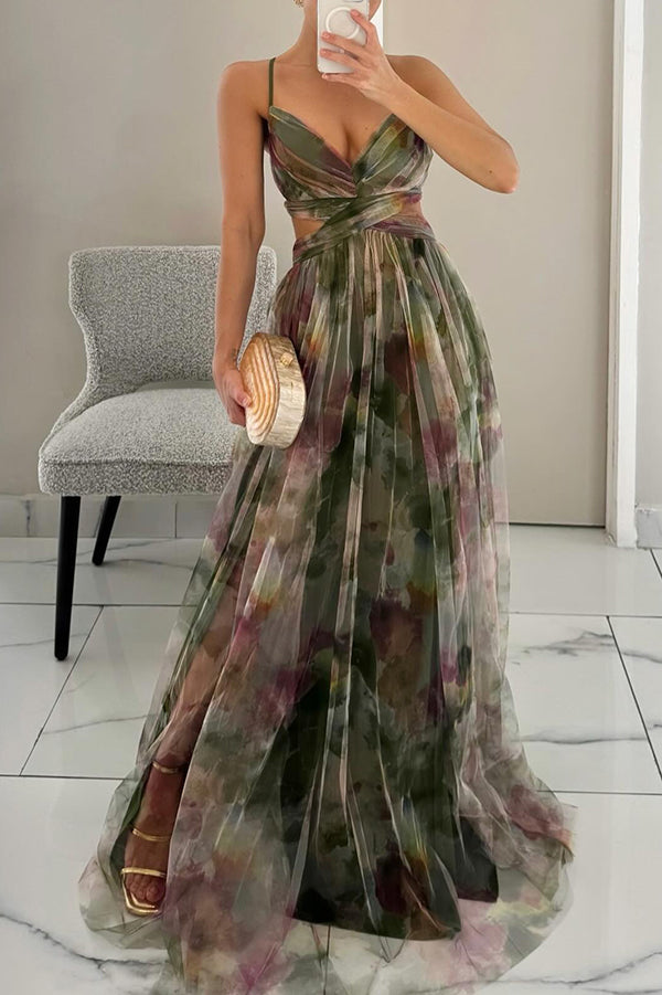Guoda - Encantador Vestido Largo Con Estampado Floral