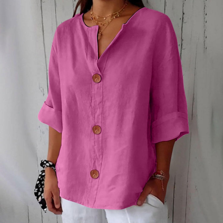 Maeve - Camisa De Algodón y Lino Con Cuello En V