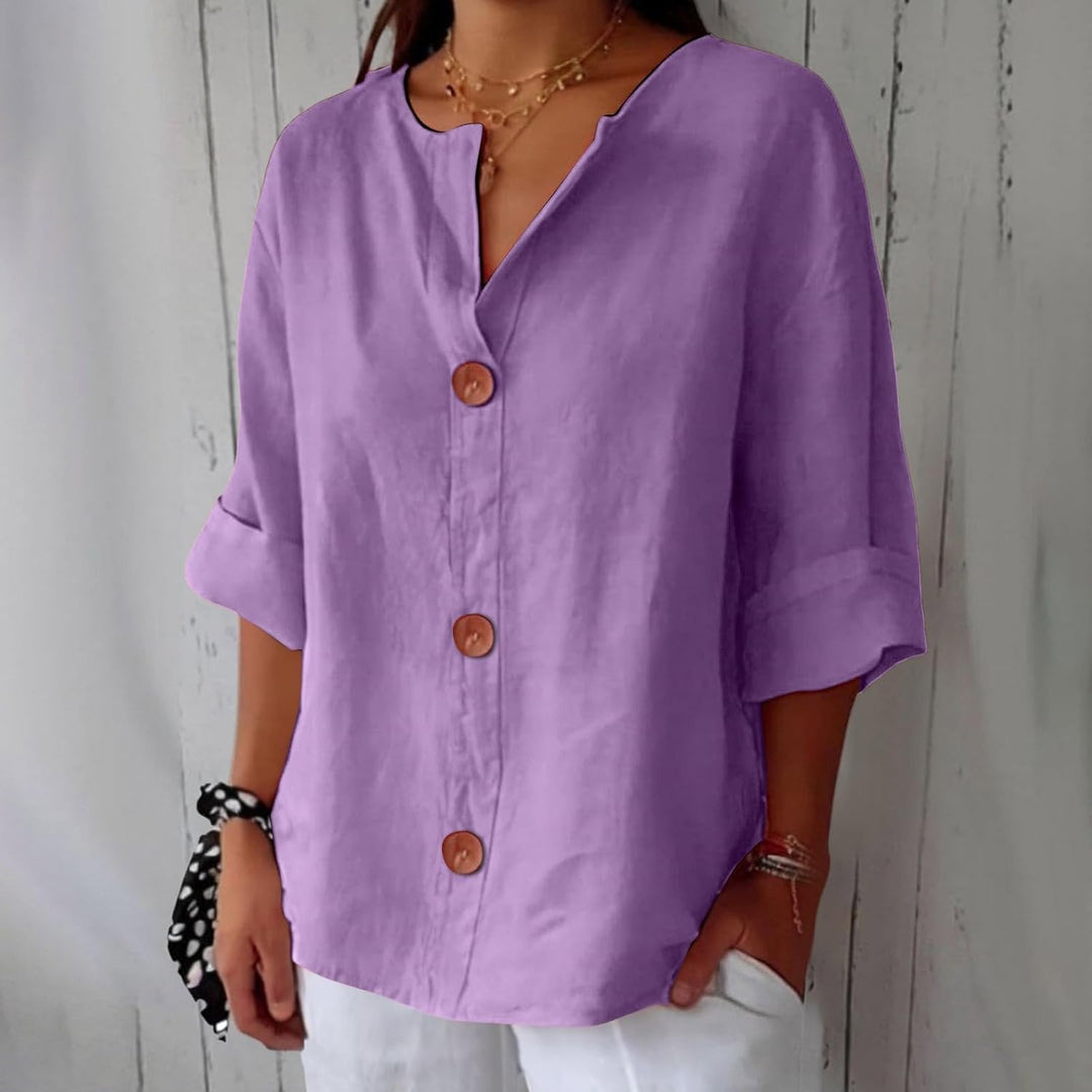 Maeve - Camisa De Algodón y Lino Con Cuello En V
