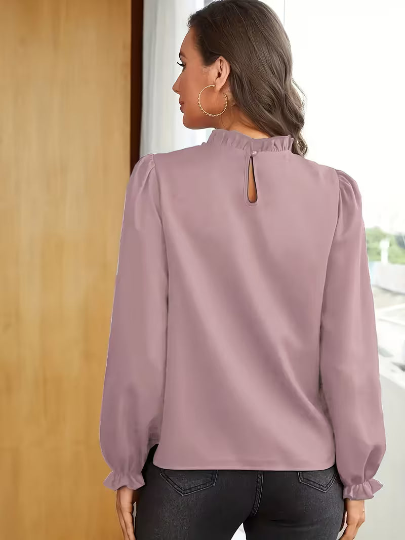 Aurelija - Blusa Con Cuello Con Volantes y Mangas Abullonadas