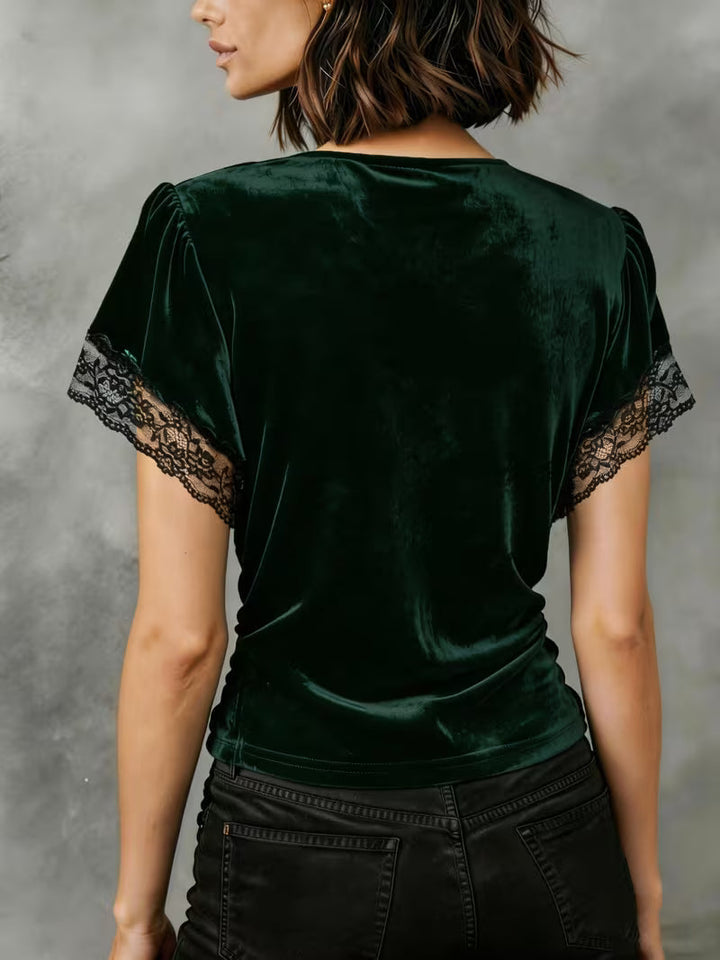 Jalisa - Blusa Vintage De Terciopelo Con Estampado De Cisnes