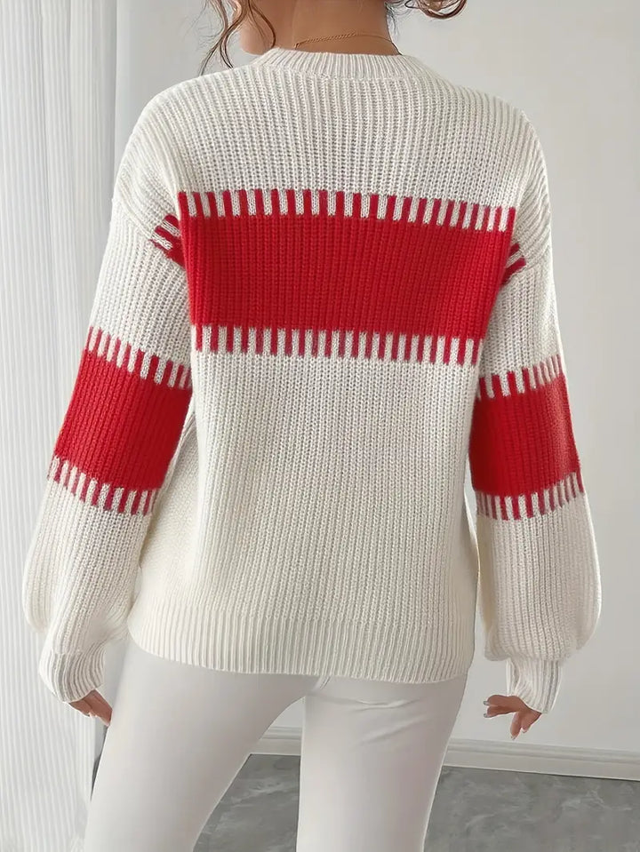 Gyneth - Jersey De Manga Larga Con Cuello Redondo