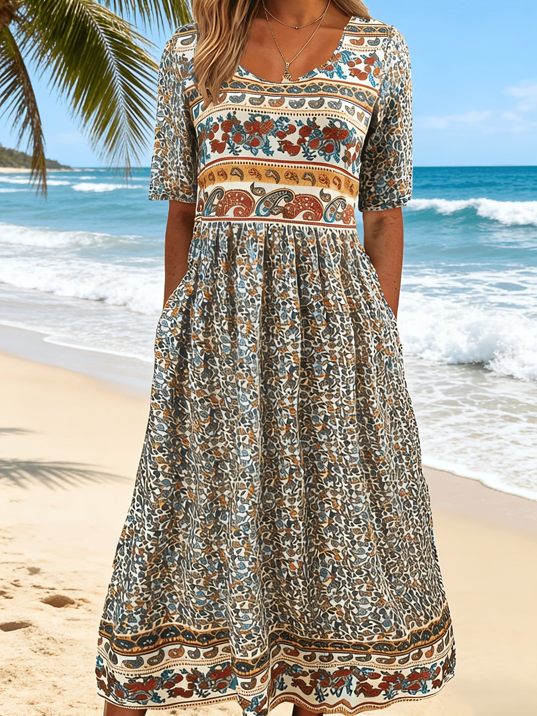 Jeeni - Vestido De Manga Corta Con Estampado Floral