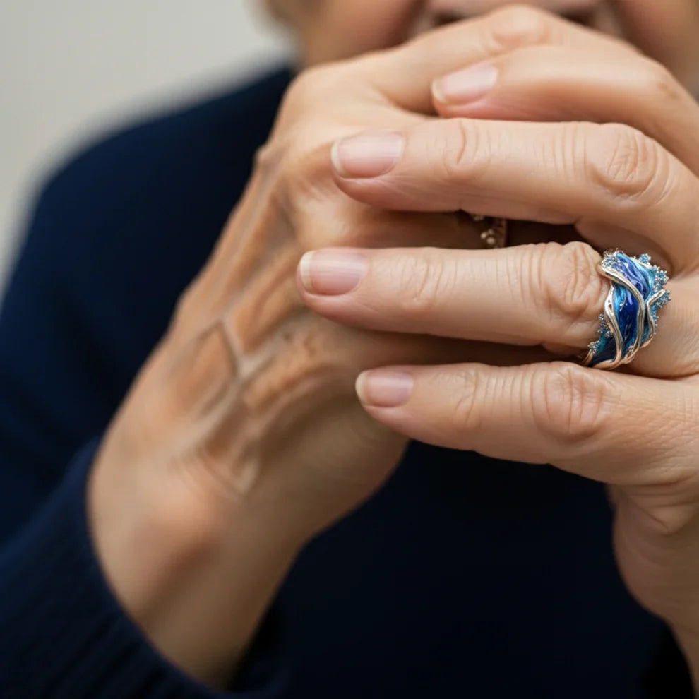 Leizuri - Anillo Vintage De Oro Con Motivo De Olas Del Mar