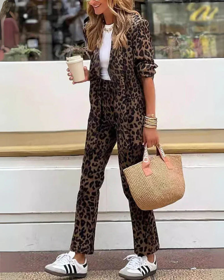 Arila - Conjunto De Chaqueta y Pantalones Con Estampado De Leopardo