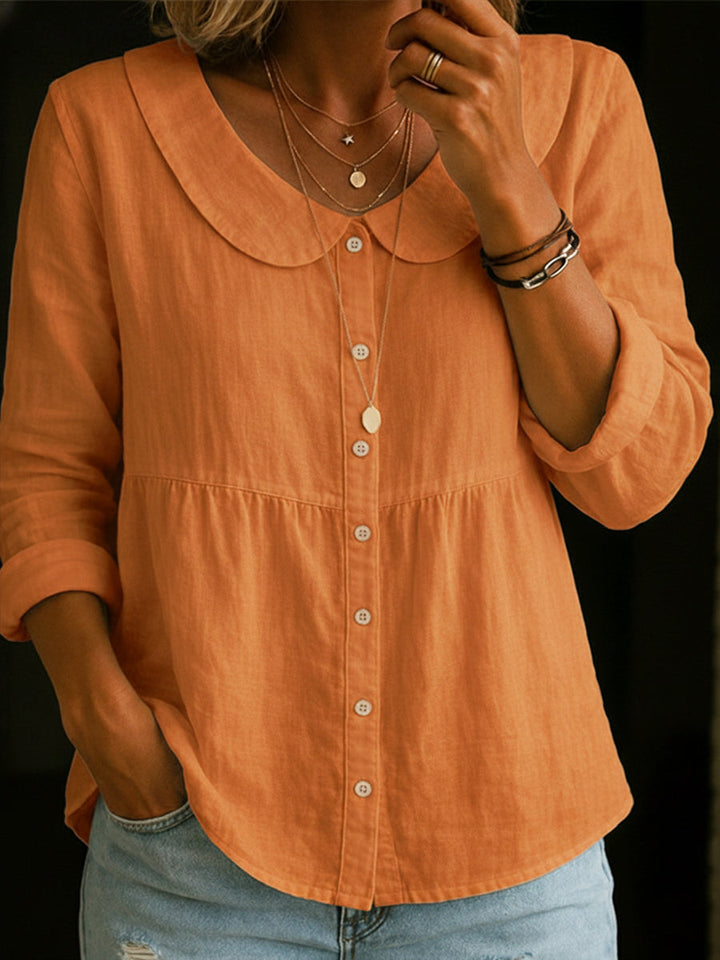 Neveni - Blusa de Manga Larga Con Botones