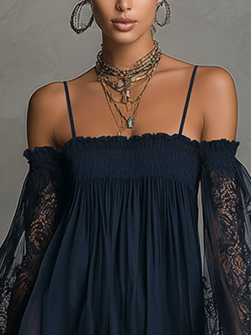 Charity - Vestido de Encaje con Hombros Descubiertos