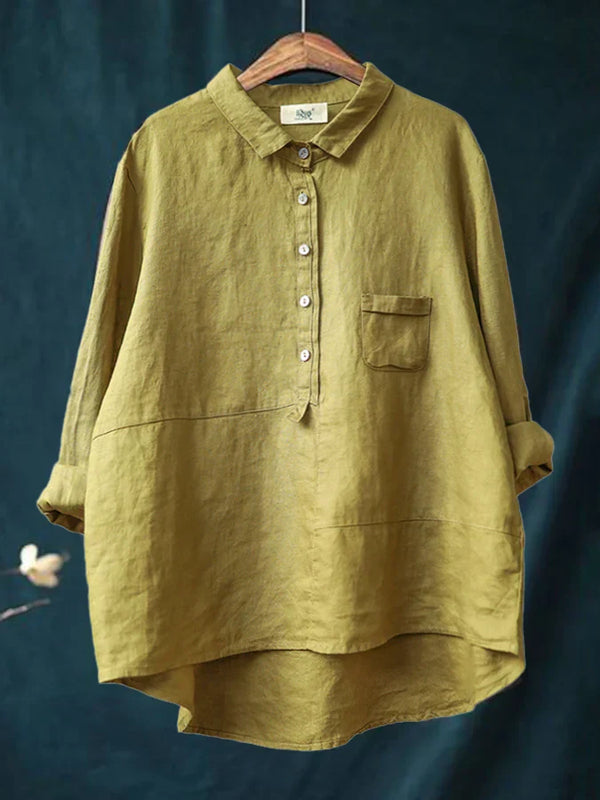 Winona - Camisa de Manga Larga y Bolsillo Delantero con Botones