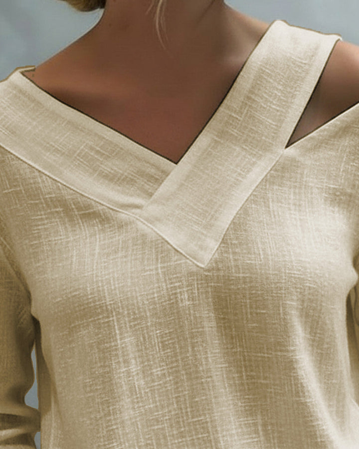 Makeeta - Elegante Top Con Cuello En V y Tirantes