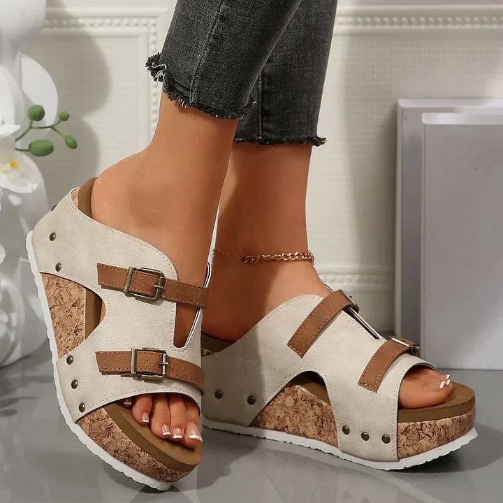 Serhat - Sandalias Ortopédicas de moda con Plataforma y Cuña
