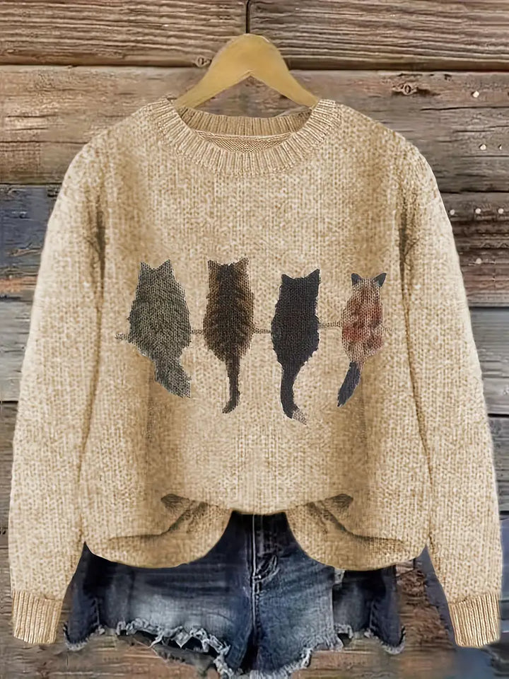 Urvana - Jersey De Manga Larga Con Estampado De Gatos