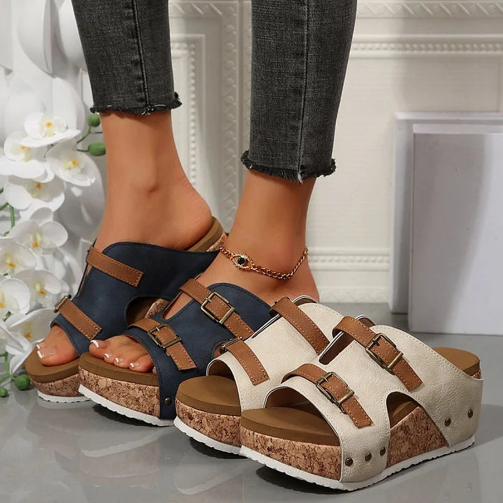 Serhat - Sandalias Ortopédicas de moda con Plataforma y Cuña