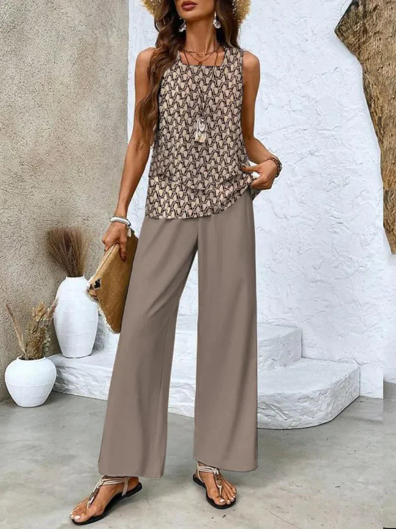 Samborska - Top Sin Mangas De Verano y Pantalón Ancho