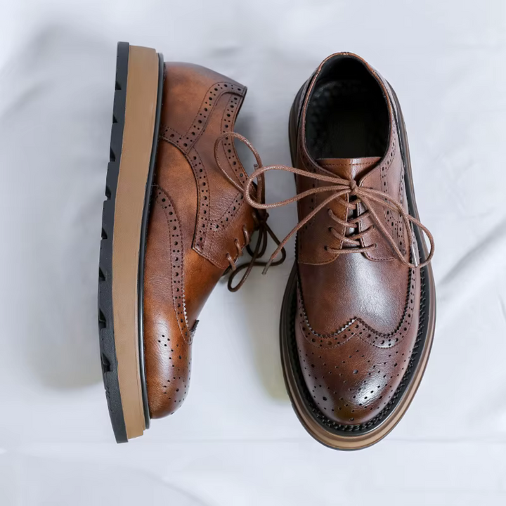 Alehan - Zapatos Derby De Cuero Con Suela Dentada