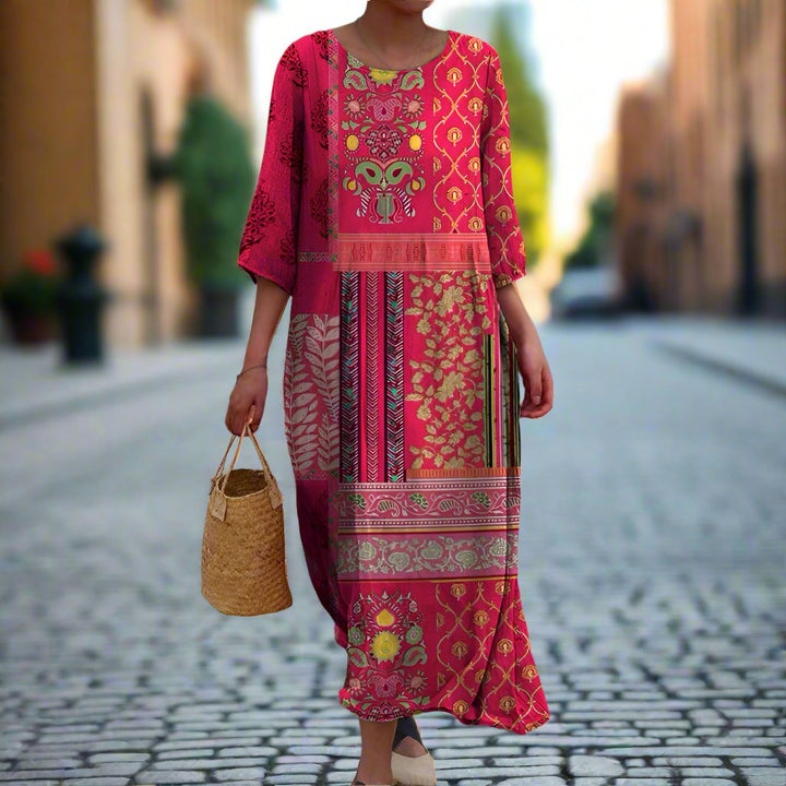 Ustinya -  Elegante Vestido Largo Boho De Corte Holgado