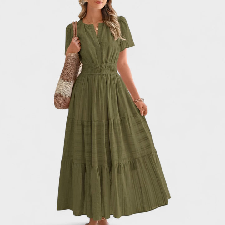 Maura - Verano Manga Corta Vestido Largo