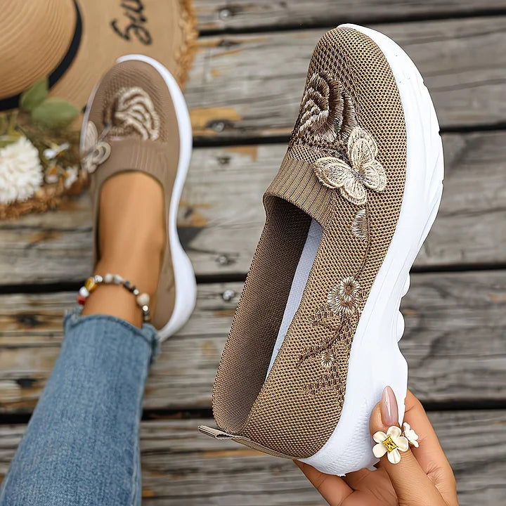 Leetha - Mocasines Bordados Con Mariposas
