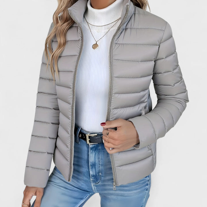 Simone - Elegante Chaqueta Larga Con Cuello