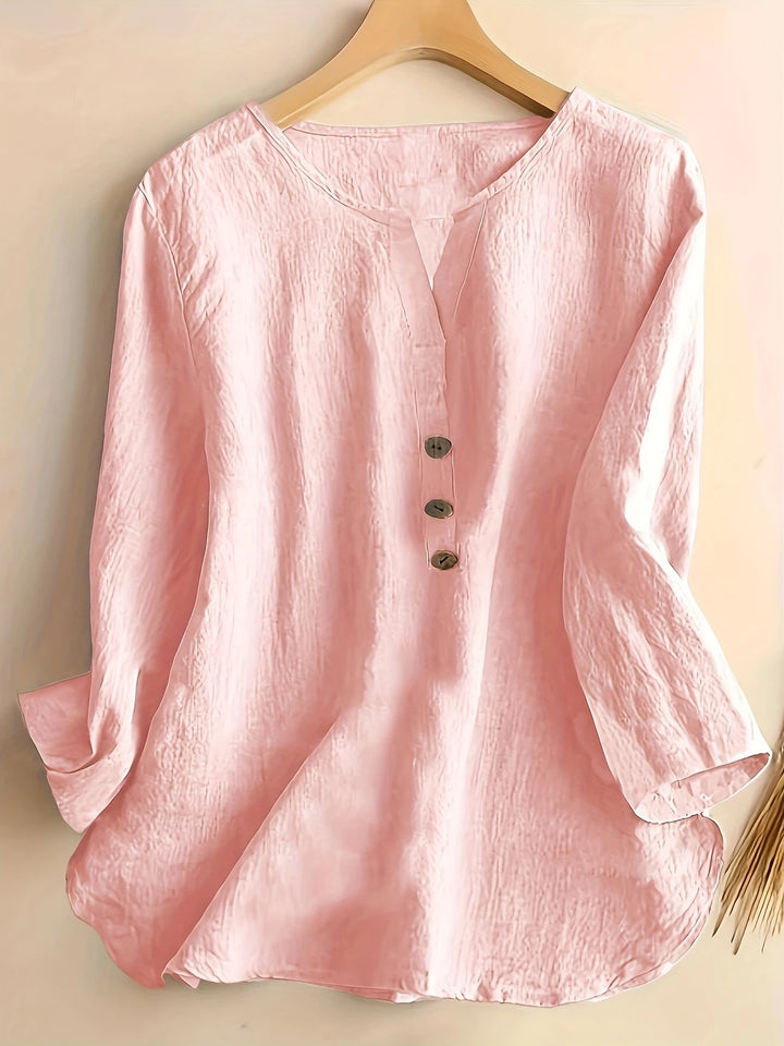 Mykaela - Blusa Informal De Algodón Y Lino