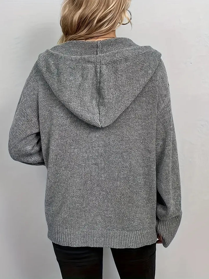 Suthida - Elegante Sudadera Con Capucha y Manga Larga Con Botones