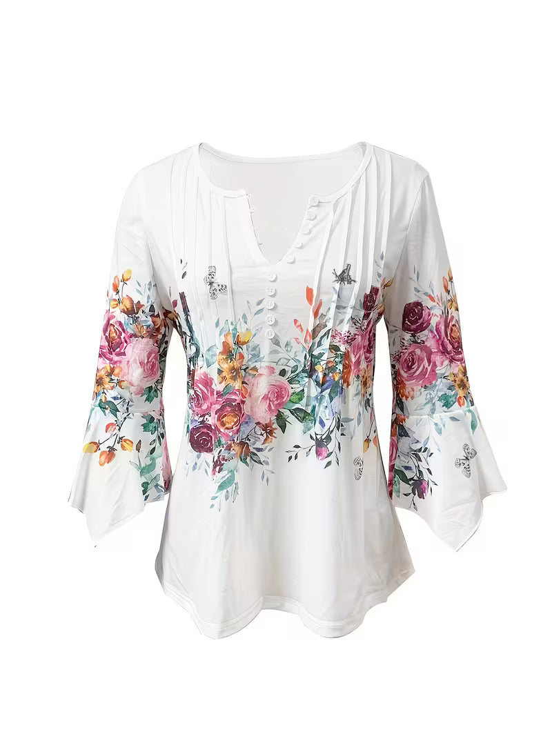 Judita - Blusa Con Estampado Floral y Cuello En V