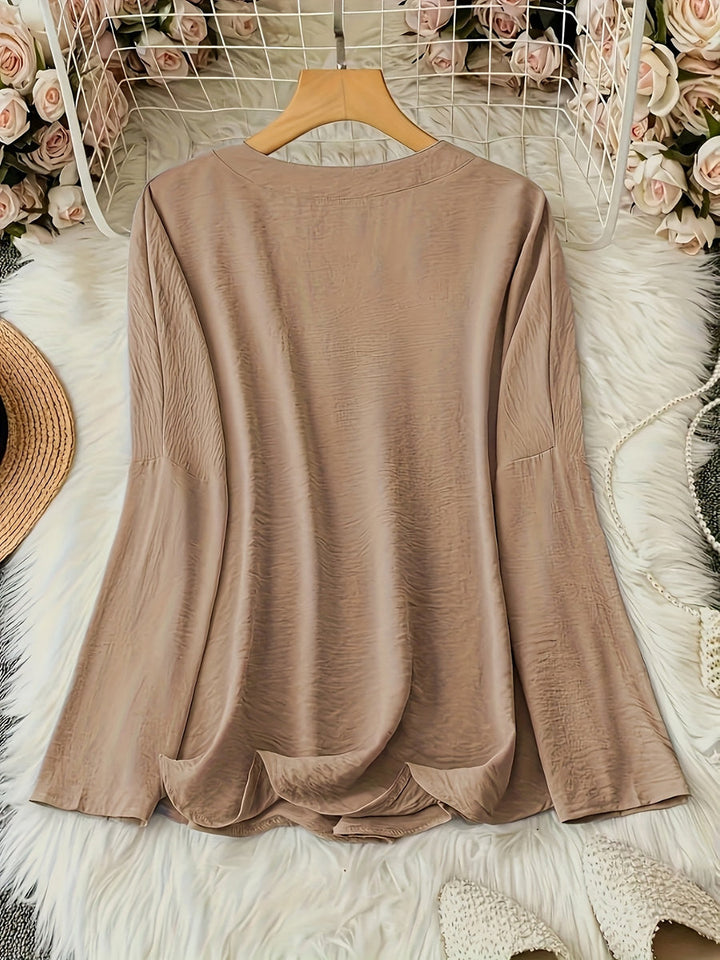 Shawna - Blusa Con Cuello En V y Manga Larga