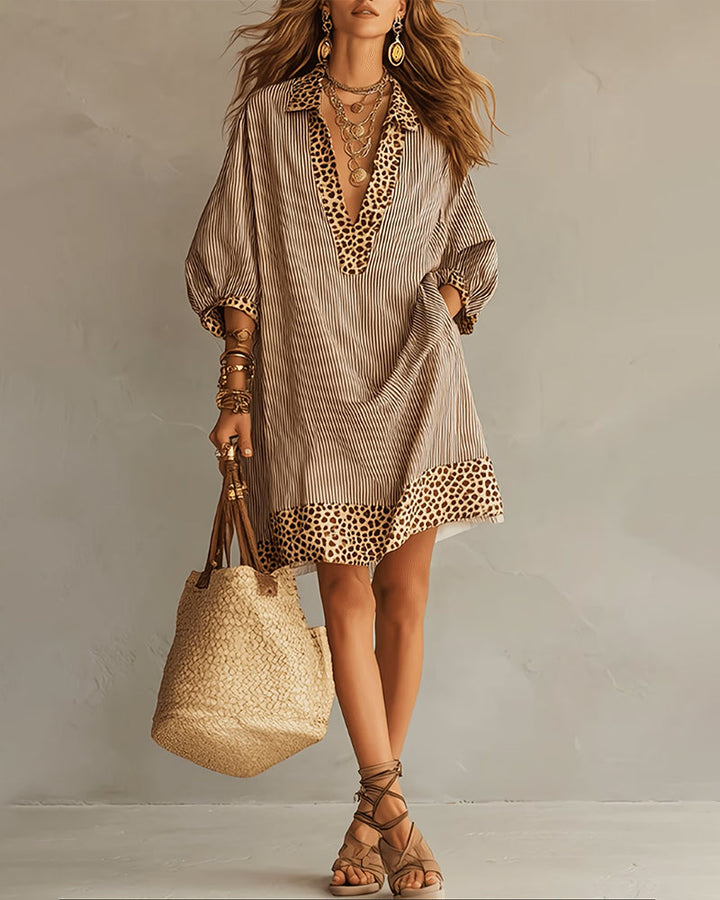 Marget - Vestido Con Paneles De Estampado De Leopardo Y Mangas Abullonadas