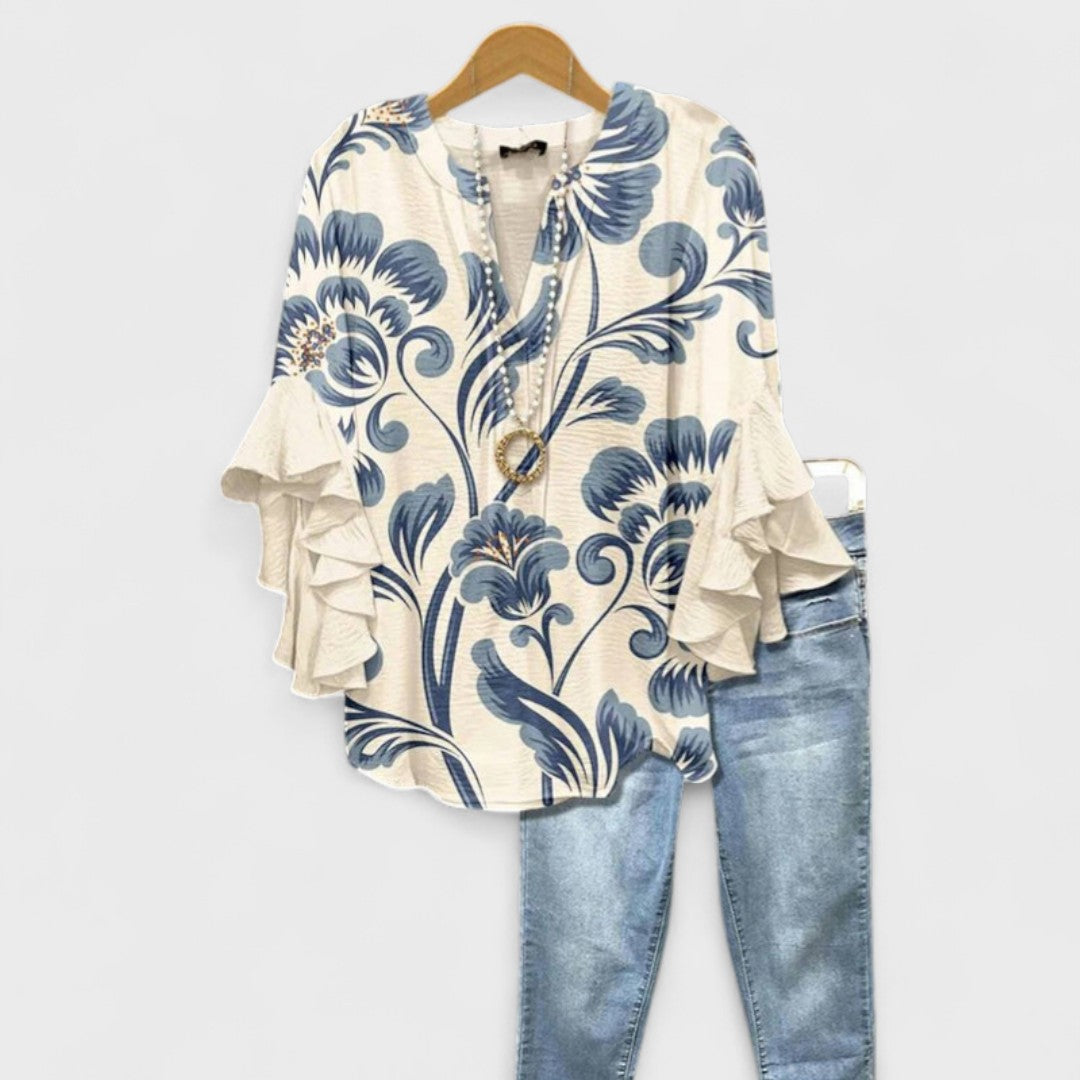 Rachida - Elegante Blusa Con Estampado Floral