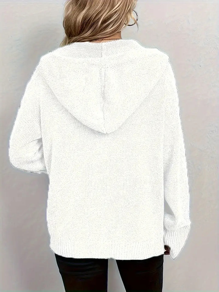 Suthida - Elegante Sudadera Con Capucha y Manga Larga Con Botones