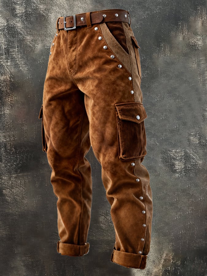 Curran - Pantalón Vintage De Aventura Al Aire Libre Con Costuras De Pana y Borlas