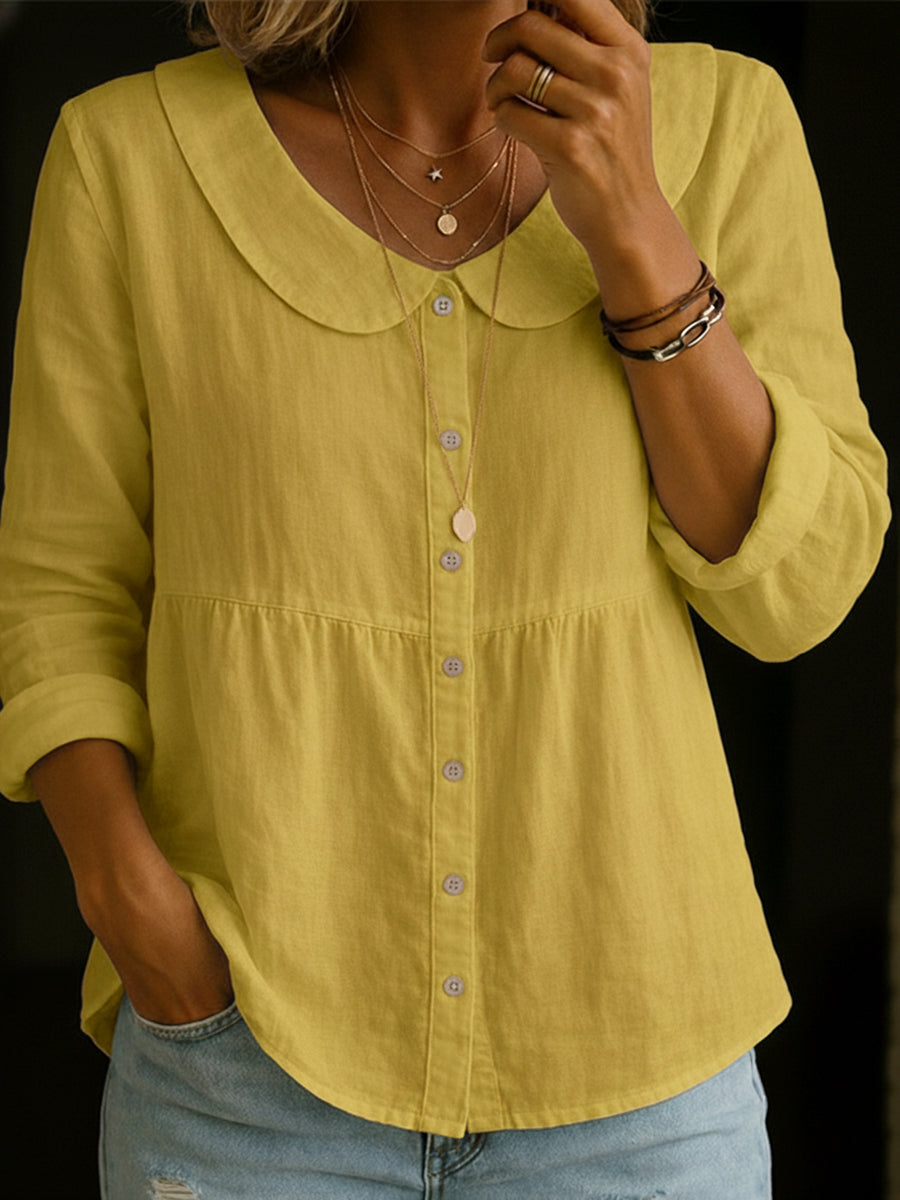 Neveni - Blusa de Manga Larga Con Botones
