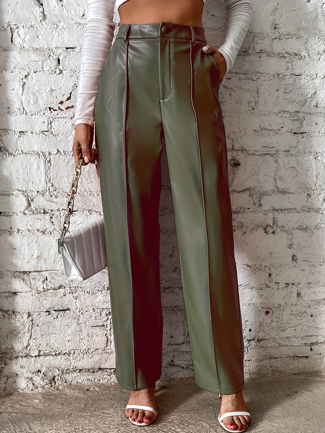 Francine - Pantalones Largos Informales Con Costuras Decorativas