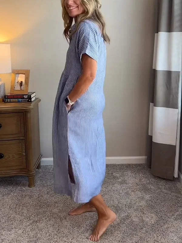 Samara - Elegante Vestido Camisero a Rayas