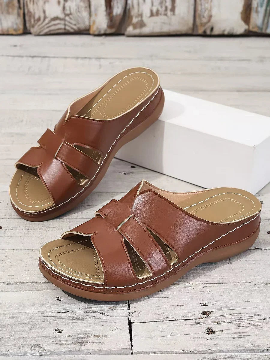Erlinde - Zapatillas Ortopédicas de Cuero con Punta Abierta