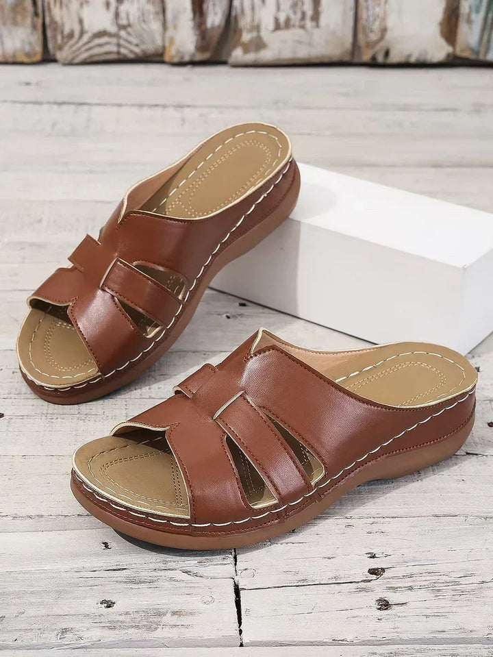 Erlinde - Zapatillas Ortopédicas de Cuero con Punta Abierta