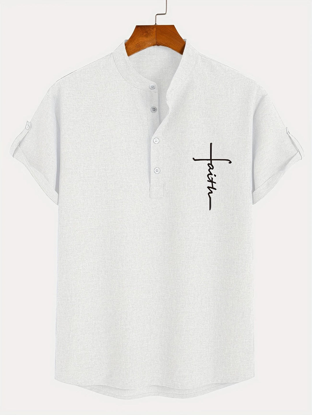 Elliott - Elegante Manga Corta Camisa Con Cuello Alto