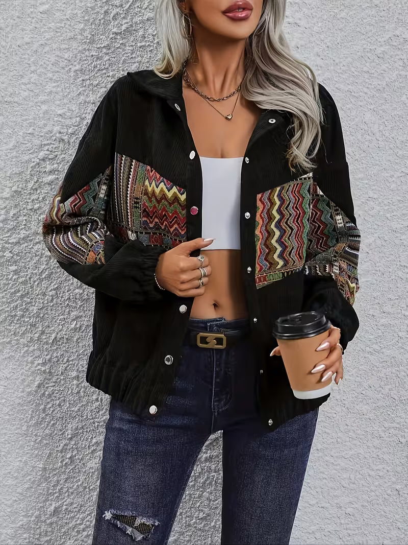 Denyque - Chaqueta Con Patchwork Geométrico Multicolor y Solapas