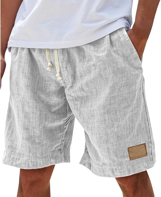Alonz - Pantalones Cortos De Lino Con Cintura Elástica