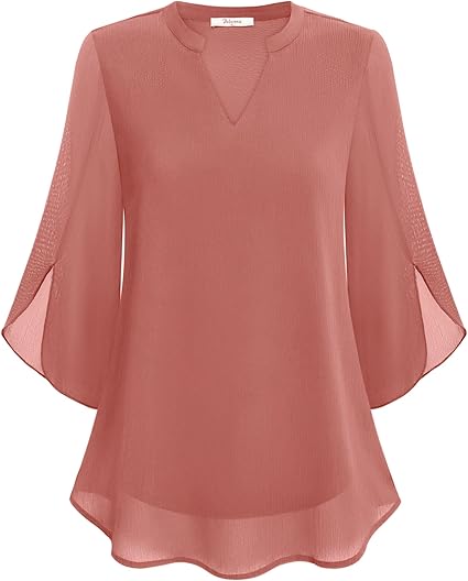 Marijana - Blusa De Gasa Con Cuello En V y Corte En A