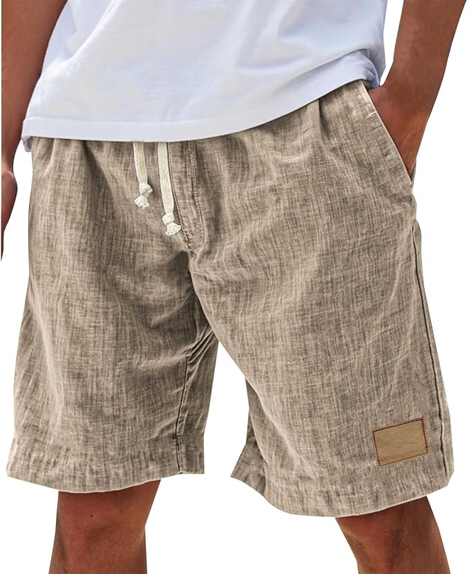 Alonz - Pantalones Cortos De Lino Con Cintura Elástica