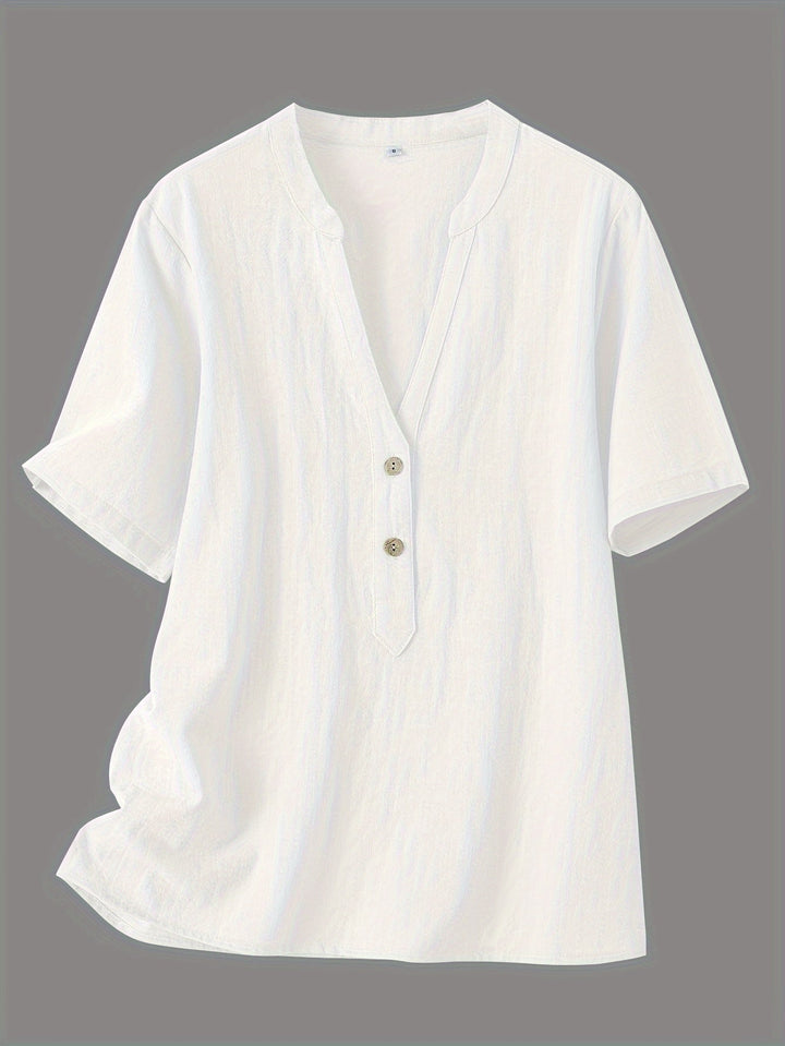 Sharron - Elegante Blusa Con Cuello En V y Botones